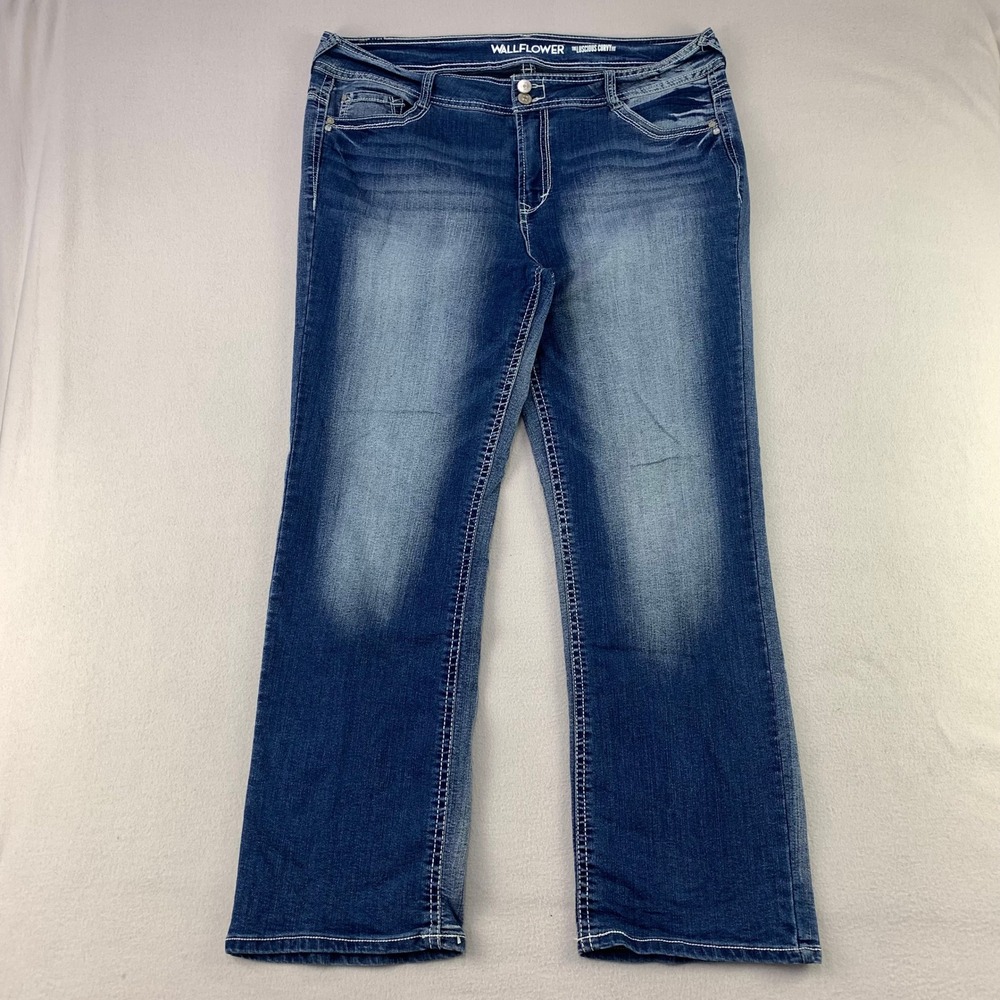 Wallflower Luscious Curvy Fit Jeans Women 20 Long Blue Bootcut Stretch
